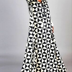 Geometric Black and White Maxi Dress